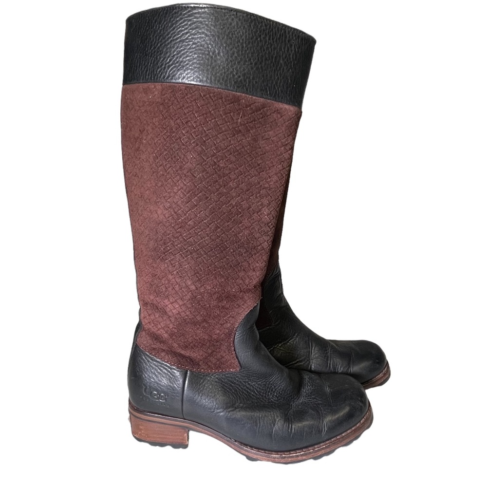 Ugg Totten Riding Boots Black And Brown Size 6.5